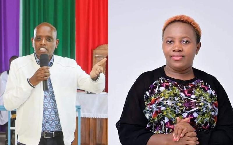 A composite image of CAS Dennis Itumbi and Musicial Phylis Mbuthia.